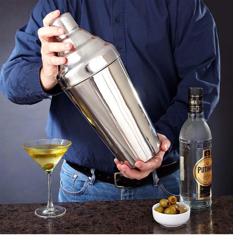 Stainless Steel Professional Cocktail Shaker - 60 oz Large Drink Shaker with Strainer for Bartending - Margarita Mixer
