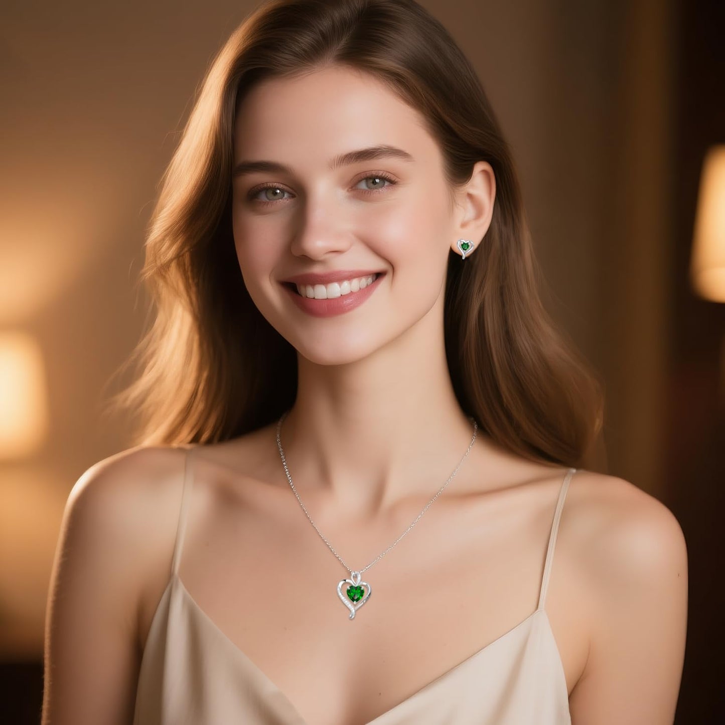 LAVUMO Heart Necklace for Women - I Love You 925 Sterling Silver Heart Birthstone Necklace, Jewelry Gift Box Set, Anniversary Bi