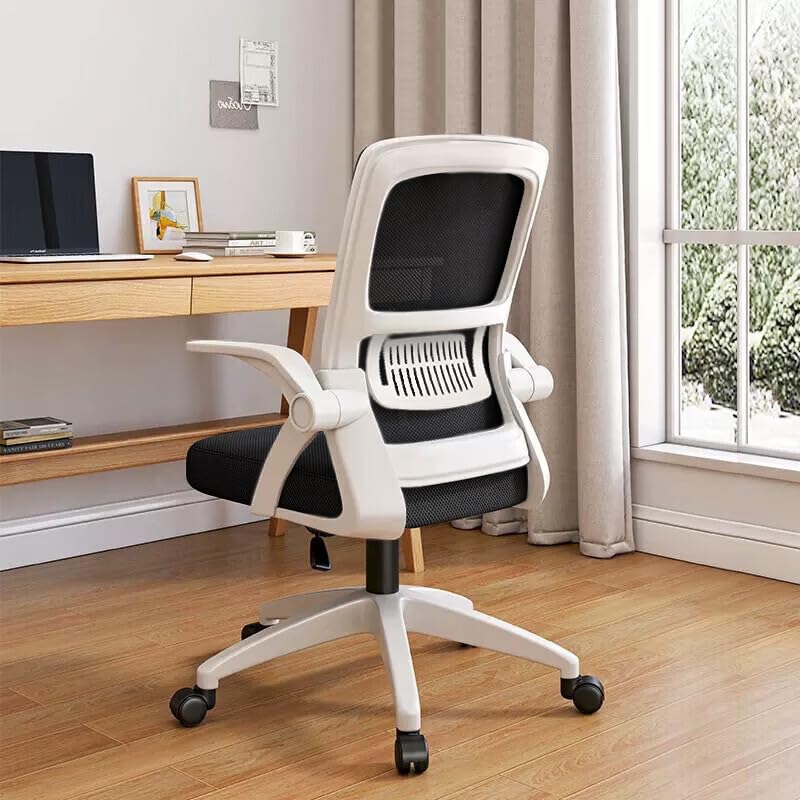 WXJHL Home Office Chair Ergonomic Breathable Mesh Chair High Back with Adjustable Height Swivel with Flip-Up Arms and Lumbar Support