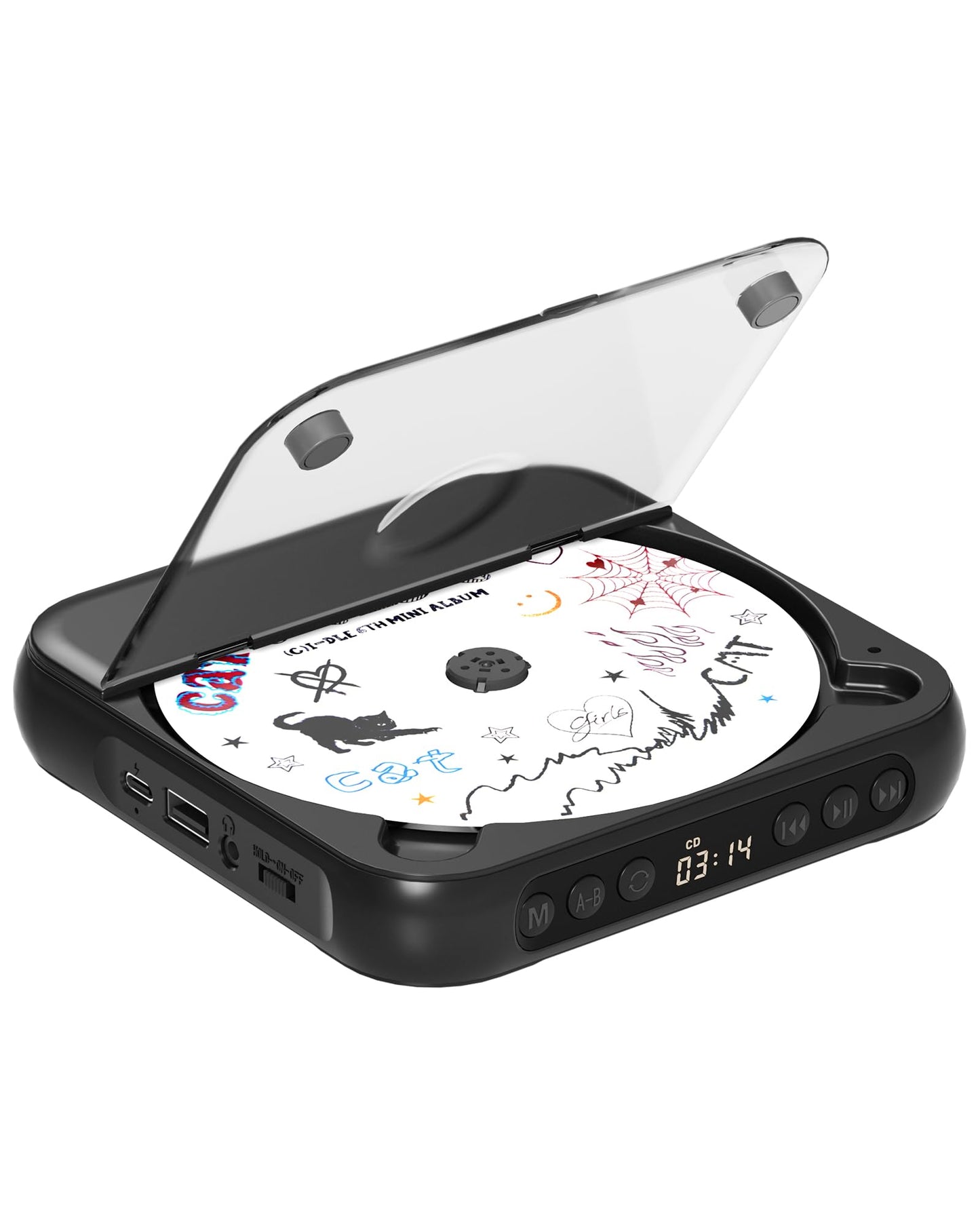 ENVYCLOUD CD Player Portable with Dual Stereo Speakers, Rechargeable Portable CD Player with Bluetooth for Home with Headphones,