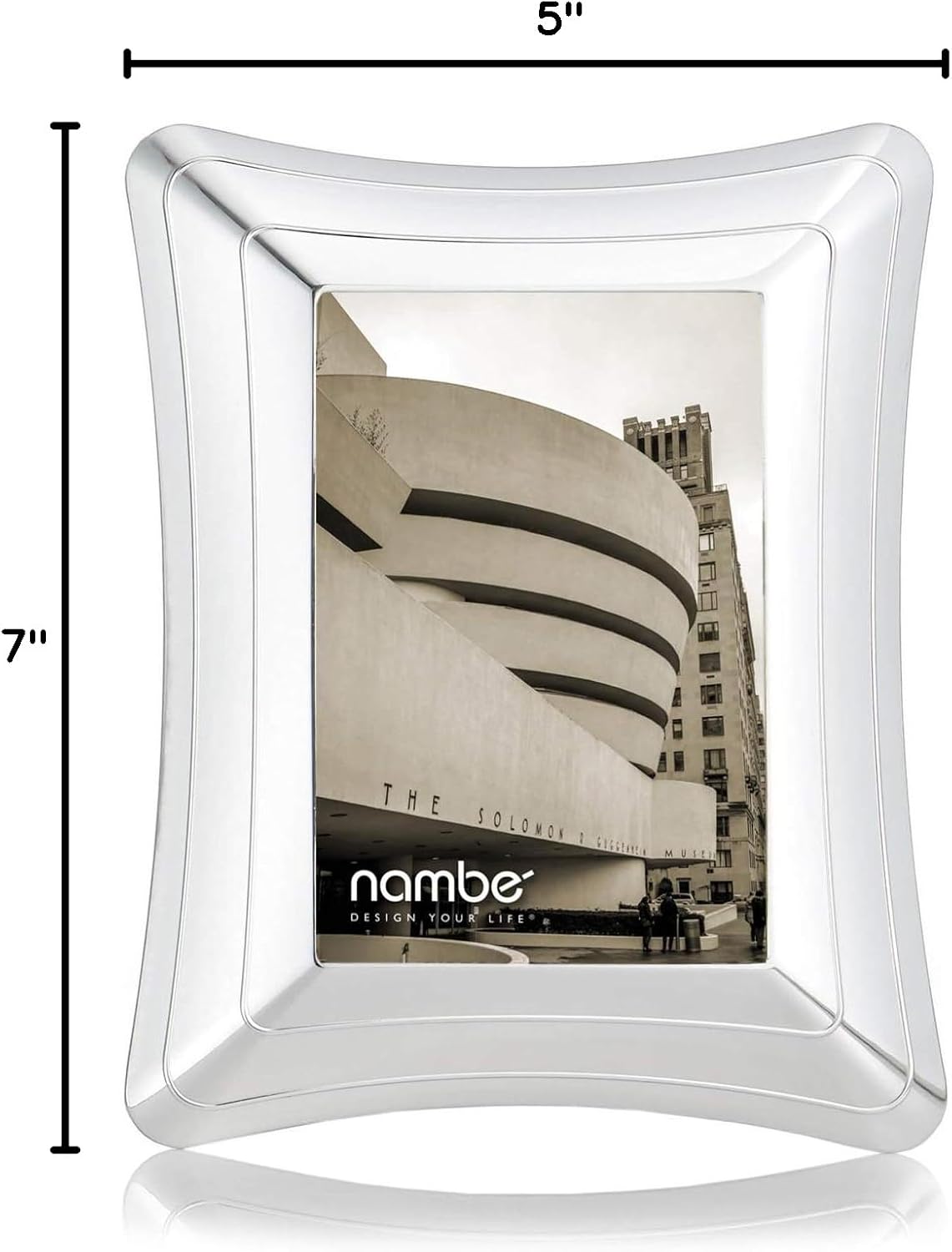 Nambe Portal Picture Frame, 5" x 7” | Vintage and Contemporary Design | Tabletop Display and Home Office Décor | Made of Silver Plate and Glass | Designed by Mike Altomari