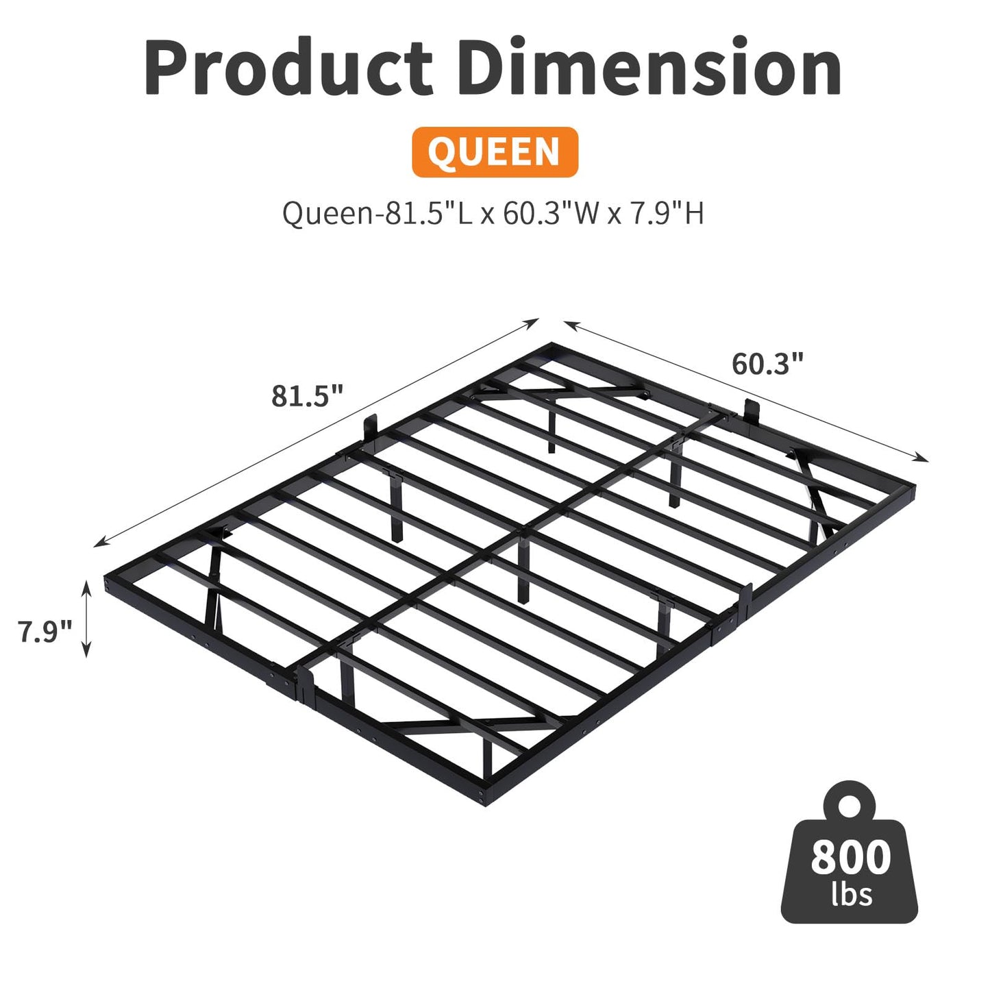 HOMBCK Floating Bed Frame Queen, Black Modern Metal Platform Bed with LED Lights, No Box Spring Needed, Easy Assemble