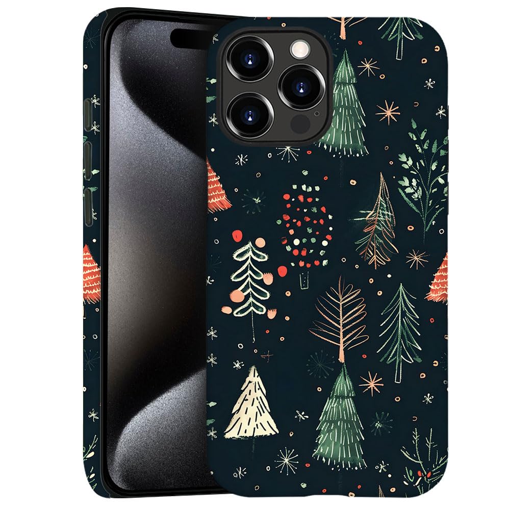 Case for iPhone 15 Pro Max - Slim Fit Anti-Scratch Phone Case for Girl Women - Cute Christmas Tree (Frosted)