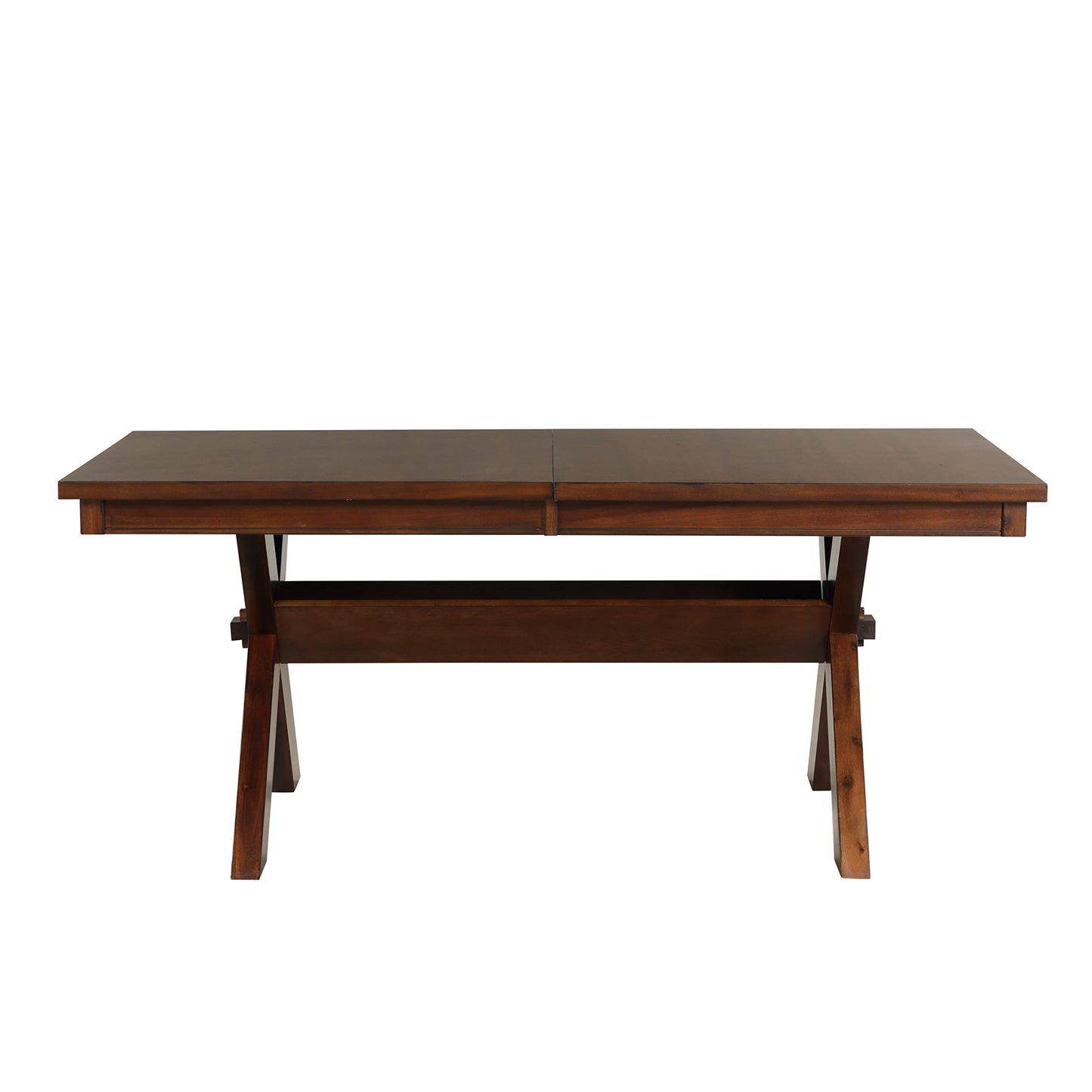 Karven Wood Trestle Extendable Dining Table with Leaf, Dark Hazelnut