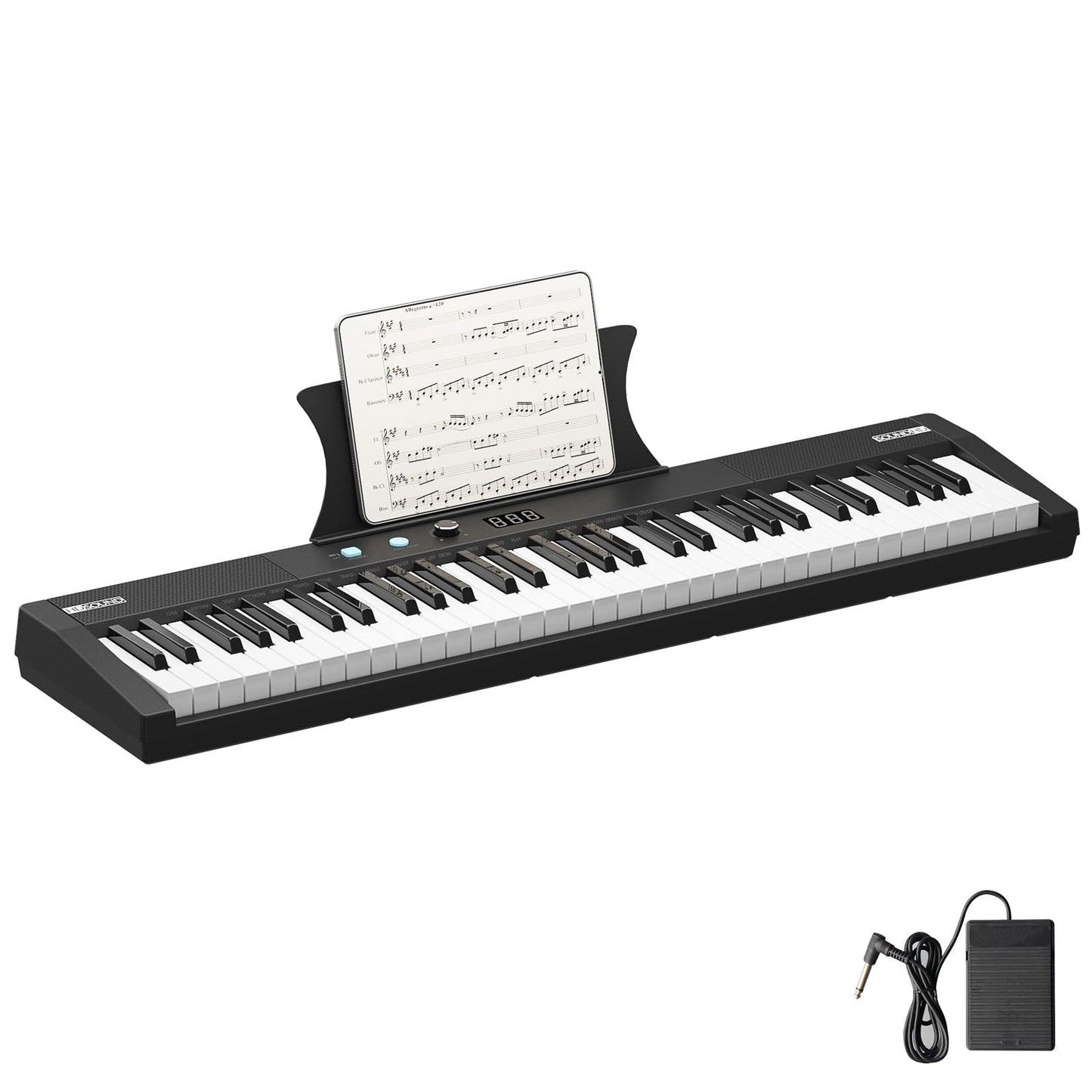 Garvee Electronic Keyboards Piano 61 Key Weighted, Portable Keyboards Piano with LCD, Holder, Note Stickers, Pedal