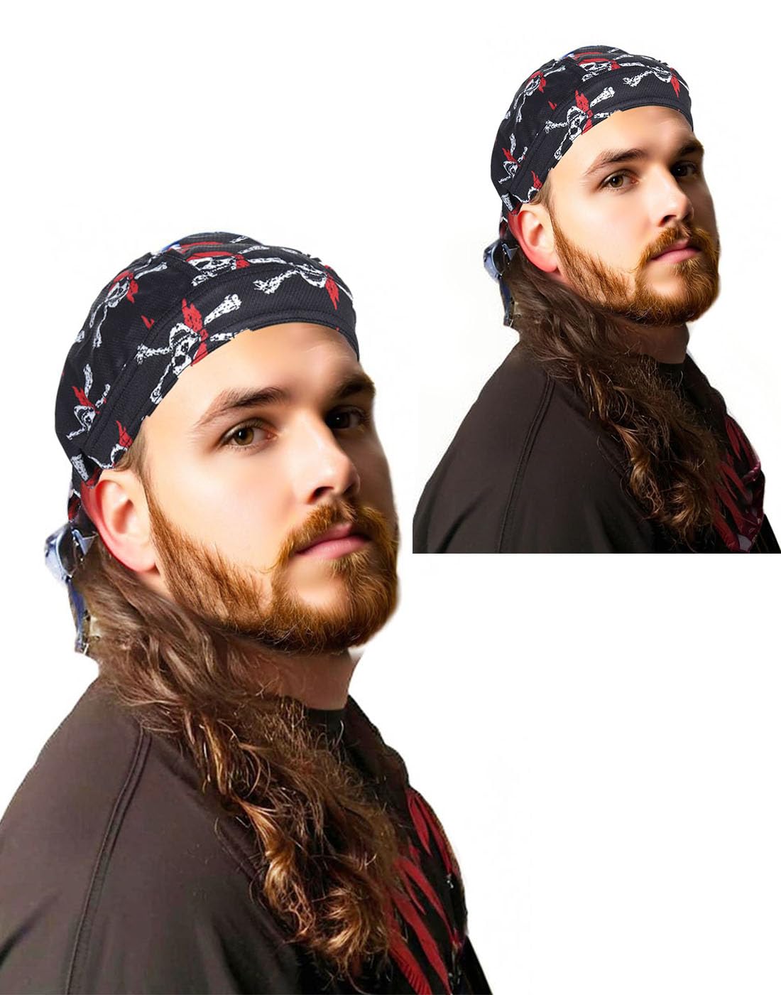 Cariniss Mullet Wig for Men,Mullet Costume Wig Pirate Hat, One Size (Black)