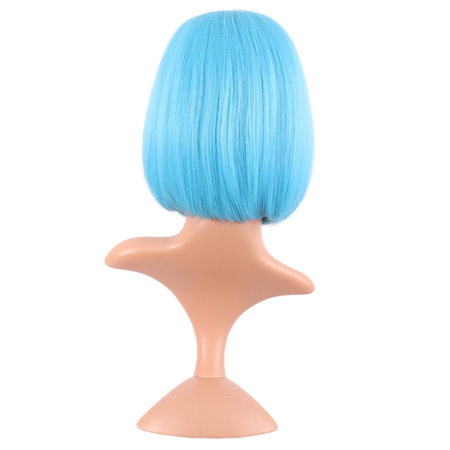 MapofBeauty 12 Inch /30 cm Fashion Lady Short Straight Synthetic Flat Bangs Bob Wig (Light Blue)