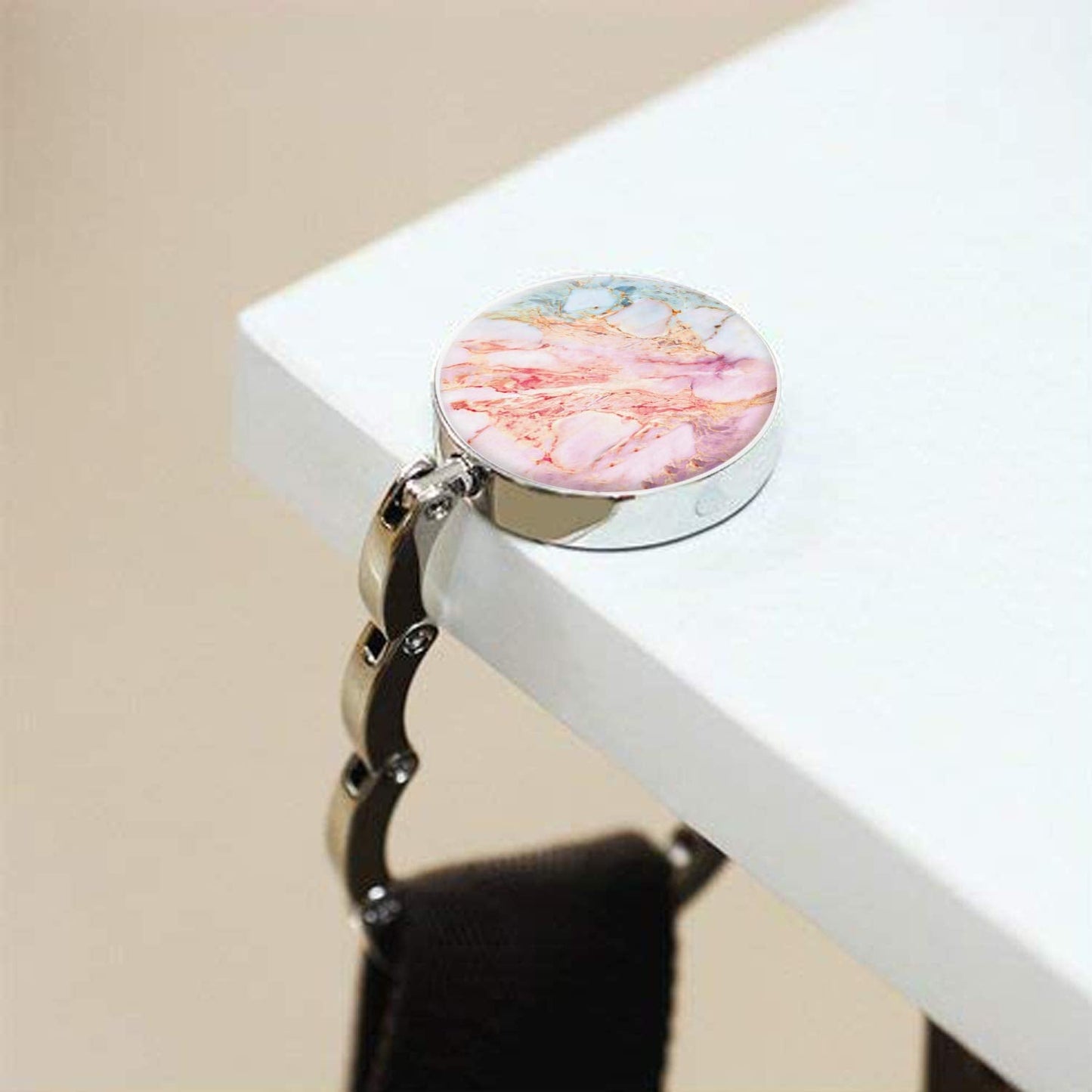 Foldable Purse Hook Womens Bag Table Hanger Collection Desk Hooks for Purse (3pack Marble Hook)