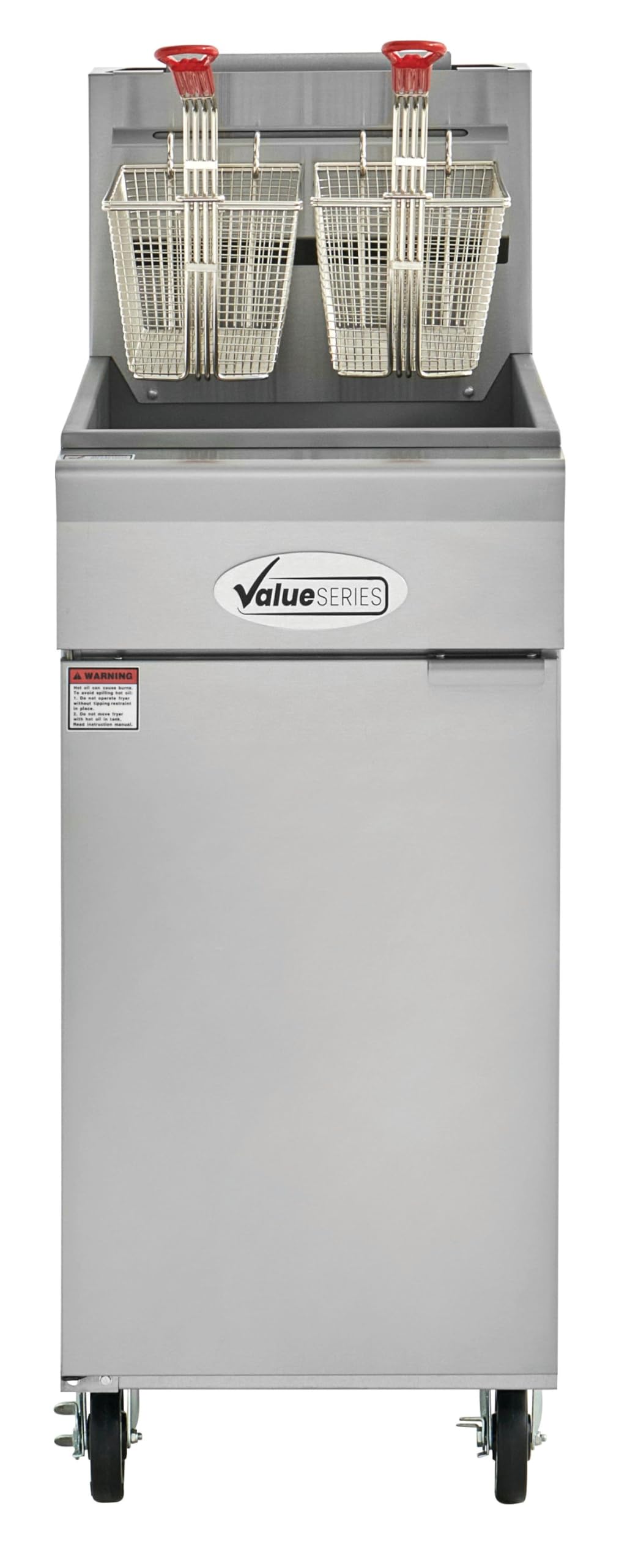 Value Series Commercial Deep Fryer, 40 lb. Stainless Steel Liquid Propane Floor Fryer with Casters, 90,000 BTU (29R-047-LP)