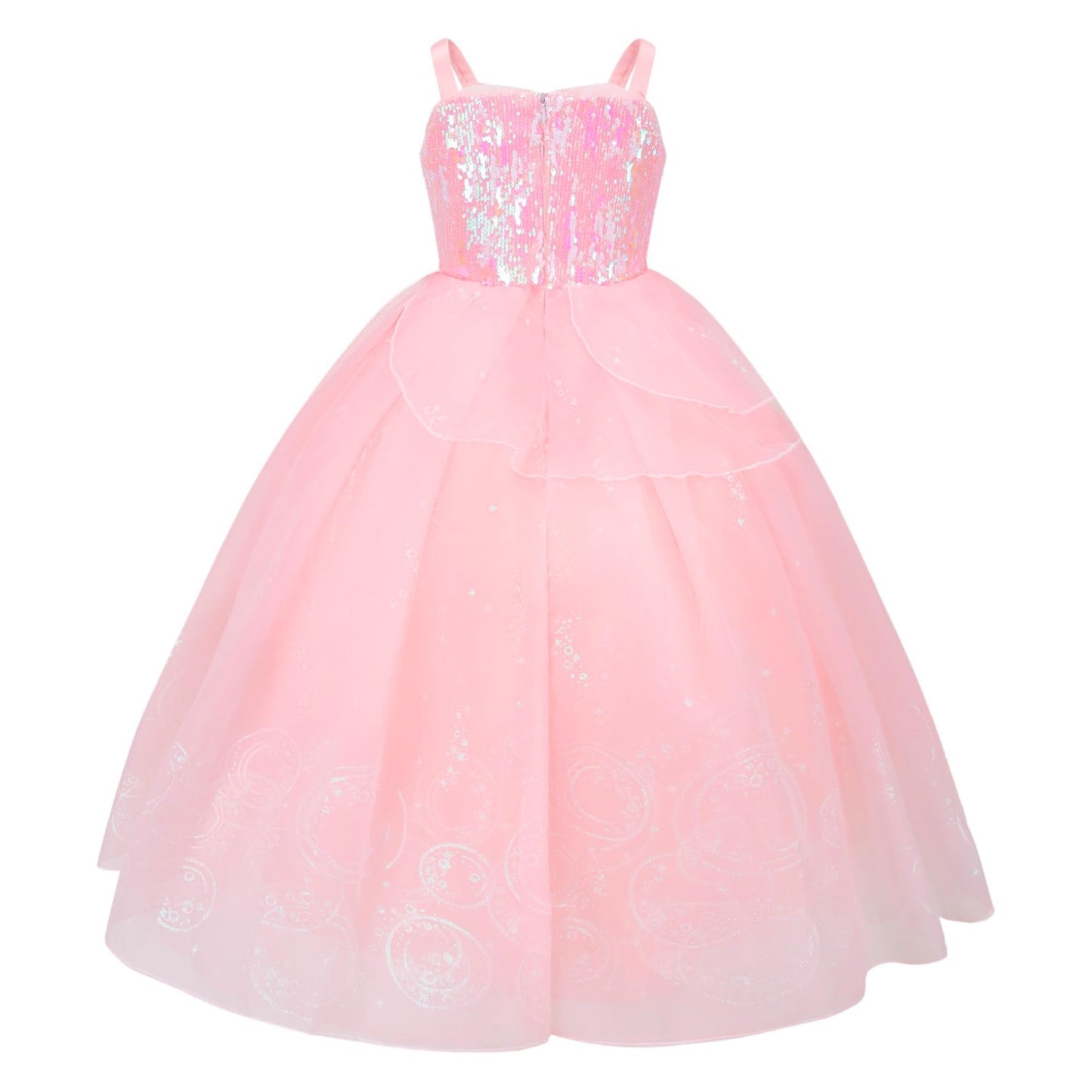 RuuYiicoco 9 Pcs Halloween Pink Witch Costume for Girls Sequins Mesh Princess Dress with Accessories (5-6 Years, Pink)