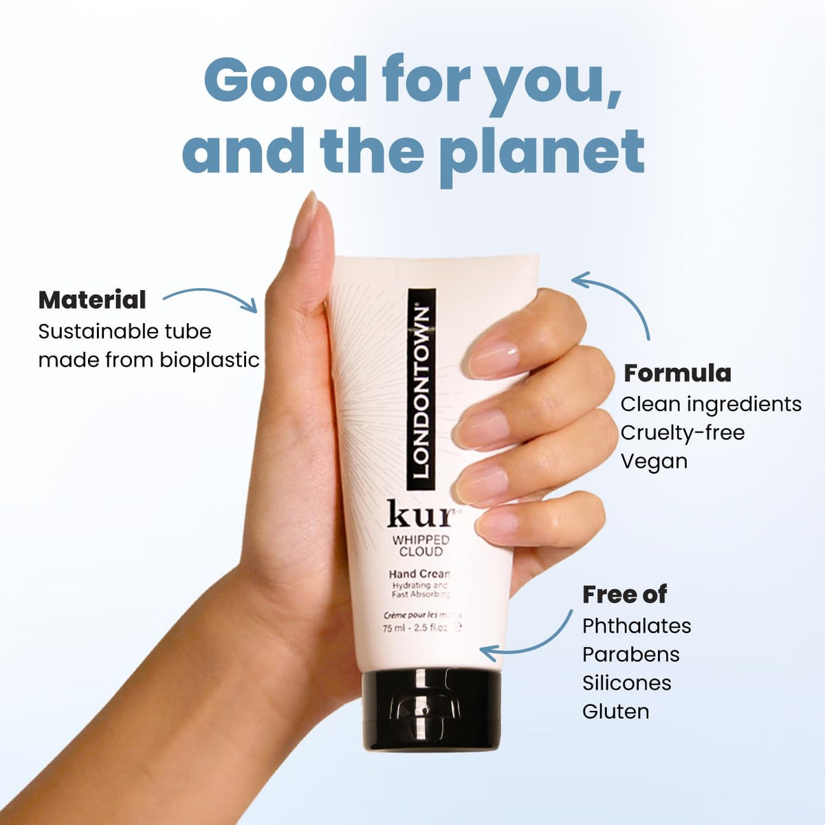 LONDONTOWN kur Whipped Cloud Hydrating, Moisturizing & Fast Absorbing Hand Cream, Vegan & Cruelty Free - 2.5fl oz, 1 Pack