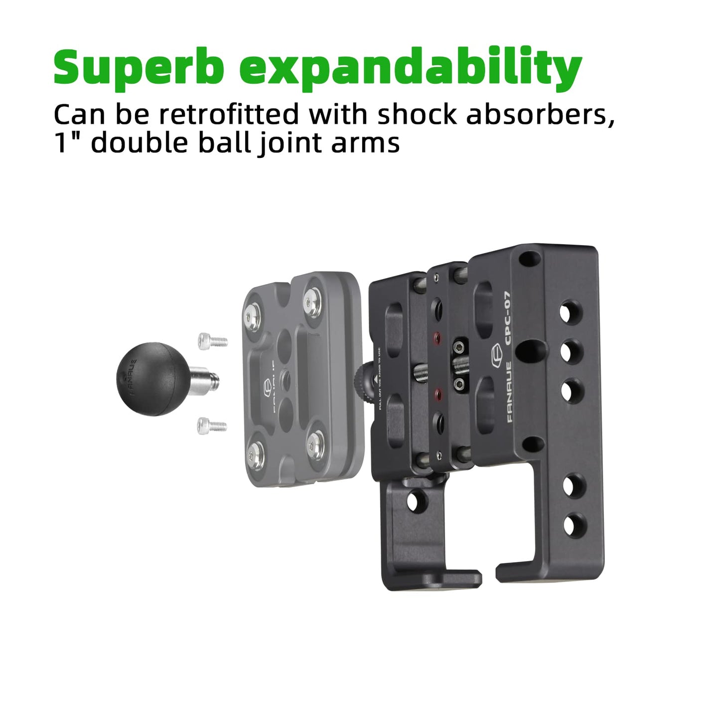 Fanaue Phone Mount Aluminum Alloy With 1 Ball For Smartphones With A Width Of 2.3 To 3.4, Compatible With Ram Mounts B Size Do