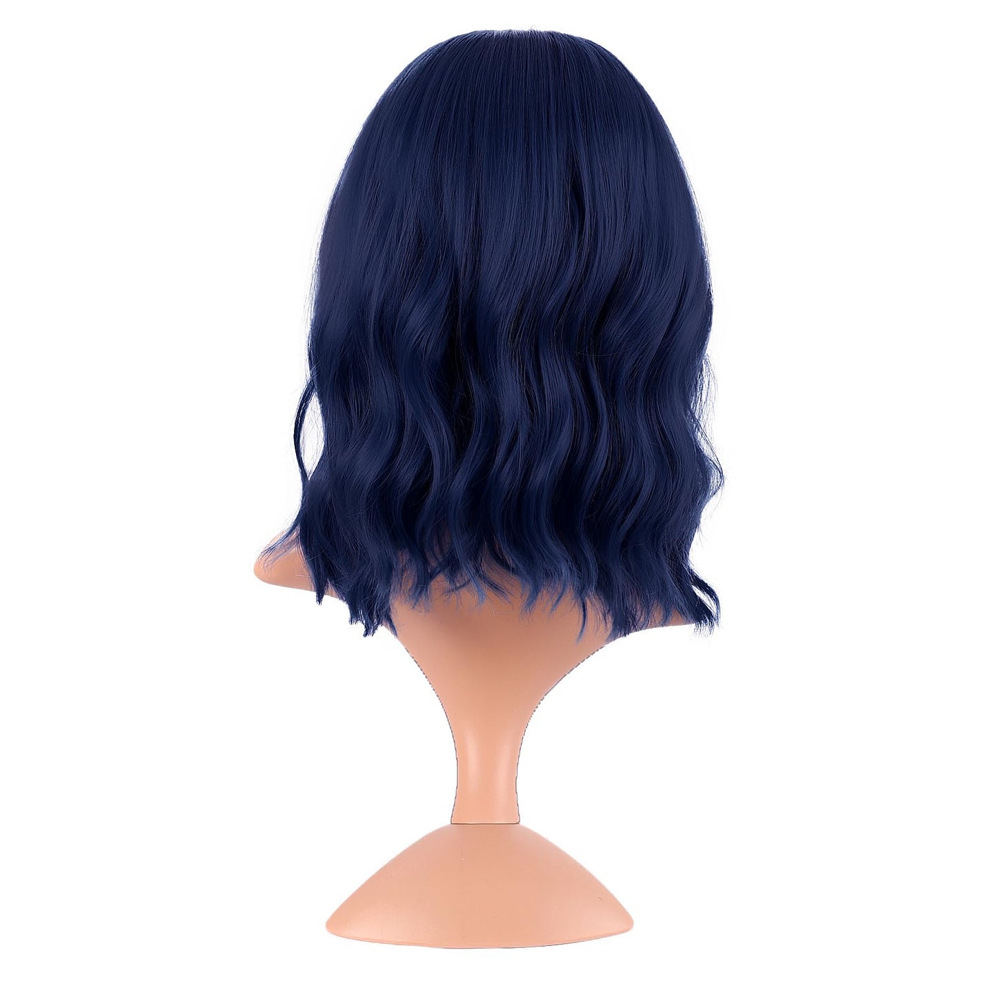 MapofBeauty 14 Inch/35 cm Short Wavy Curly Women Fresh Bright Synthetic Ordinary Flat Bangs Bob Wig (Midnight Blue)