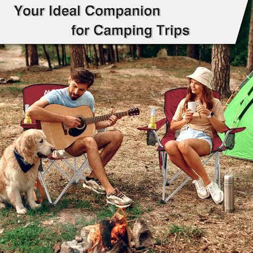 Elevon Camping Chair, Portable Folding Outdoor Chair with Arms, Cup Holder and Carry Bag