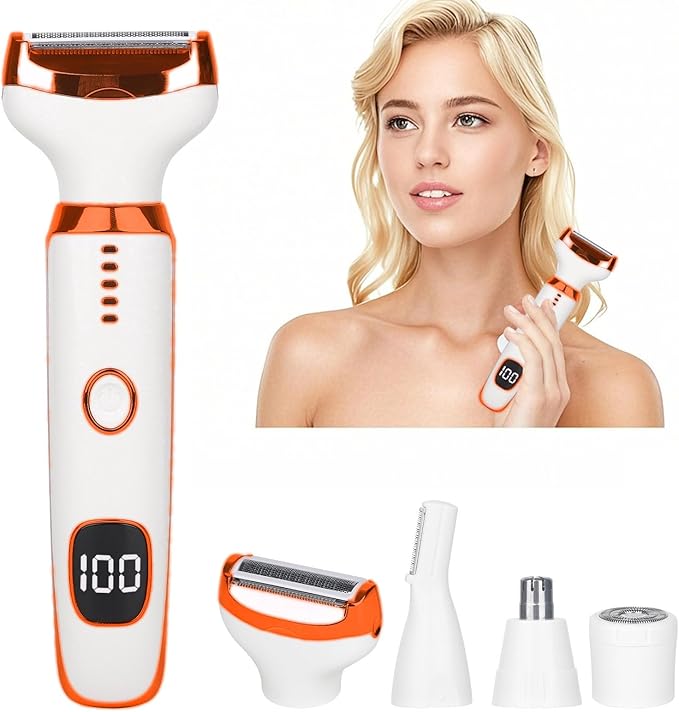 2 in 1 Nose and Ear Hair Trimmer with LED Display, Rechargeable Electric Nasal Hair Clipper for Men & Women, Eyebrow & Facial Hair Removal with Dual-Edge Blades, Easy to Clean