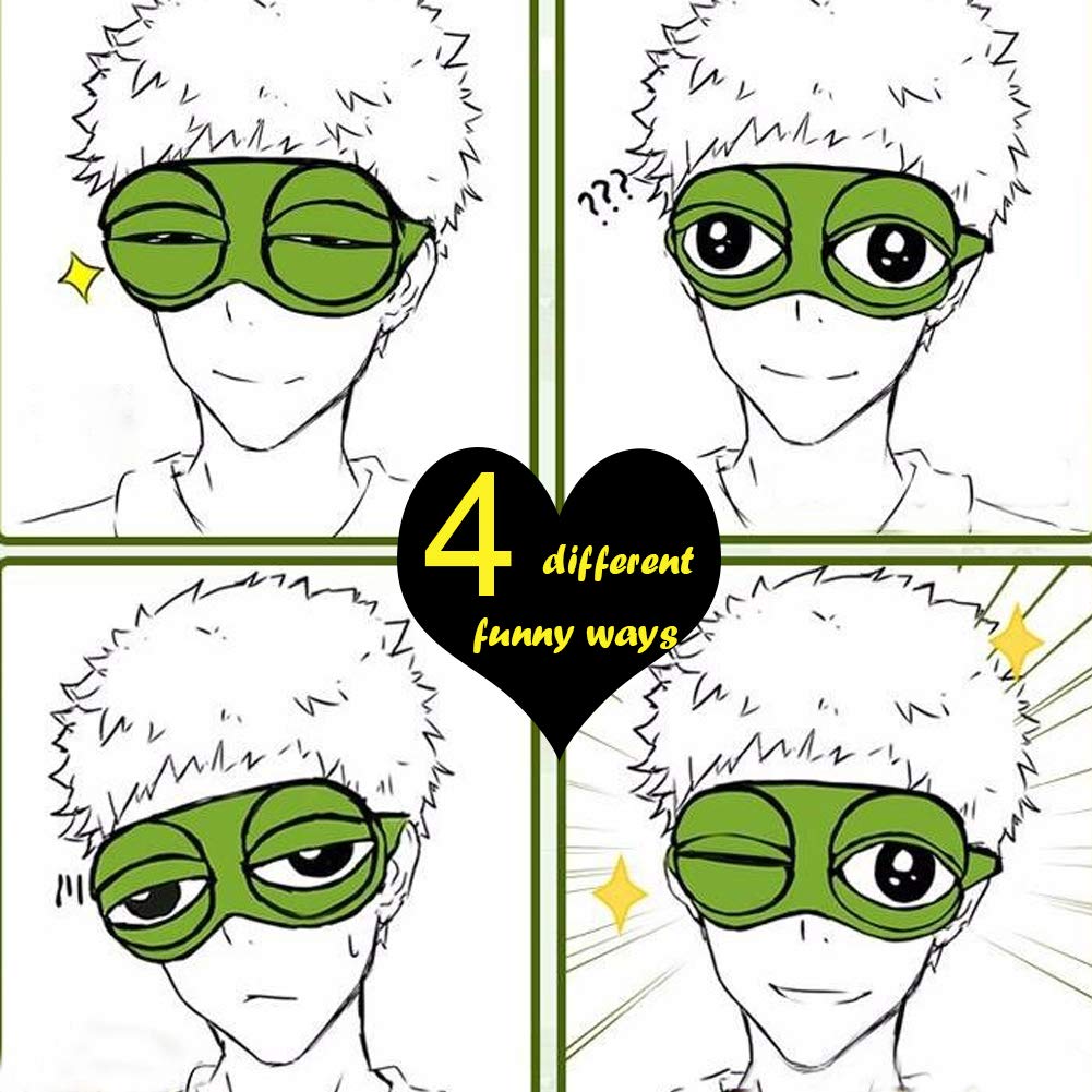 Shinywear Cute Rabbit Sleeping Eye Mask Plush Blindfold Travel Sleep Masks Super Soft Funny Eye Cover for Kids Girls and Adult (Green Frog)