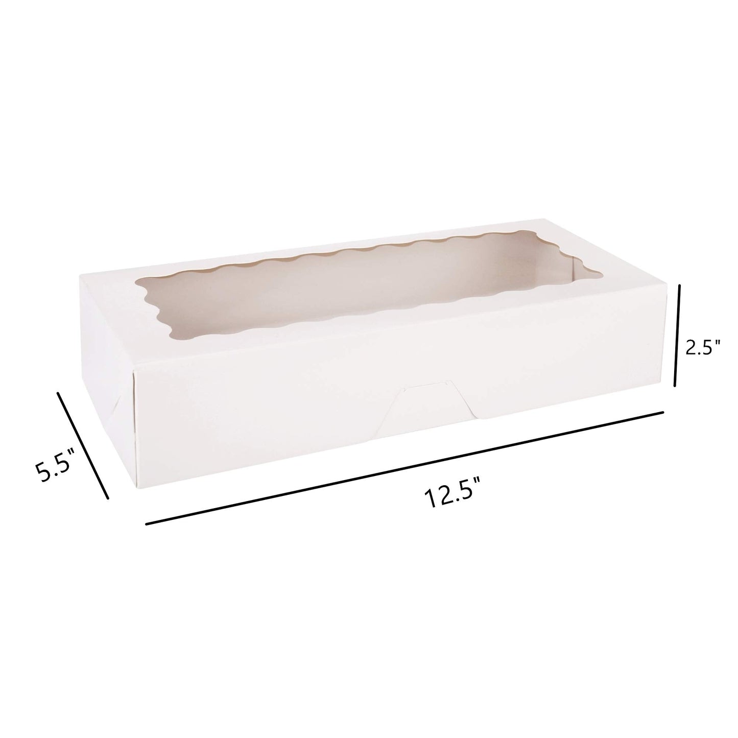 Tcoivs 20-Pack Cookie Boxes with Window, 12.5" x 5.5" x 2.5", White Bakery Boxes, Auto-Popup Treat Boxes for Pastries, Strawberries