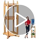 Natural Solid Wood Water Dispenser Floor Stand (32.8" Hight-11.2" Wide) Drink Dispenser Floor Stand with 3 Round Shelfs In...