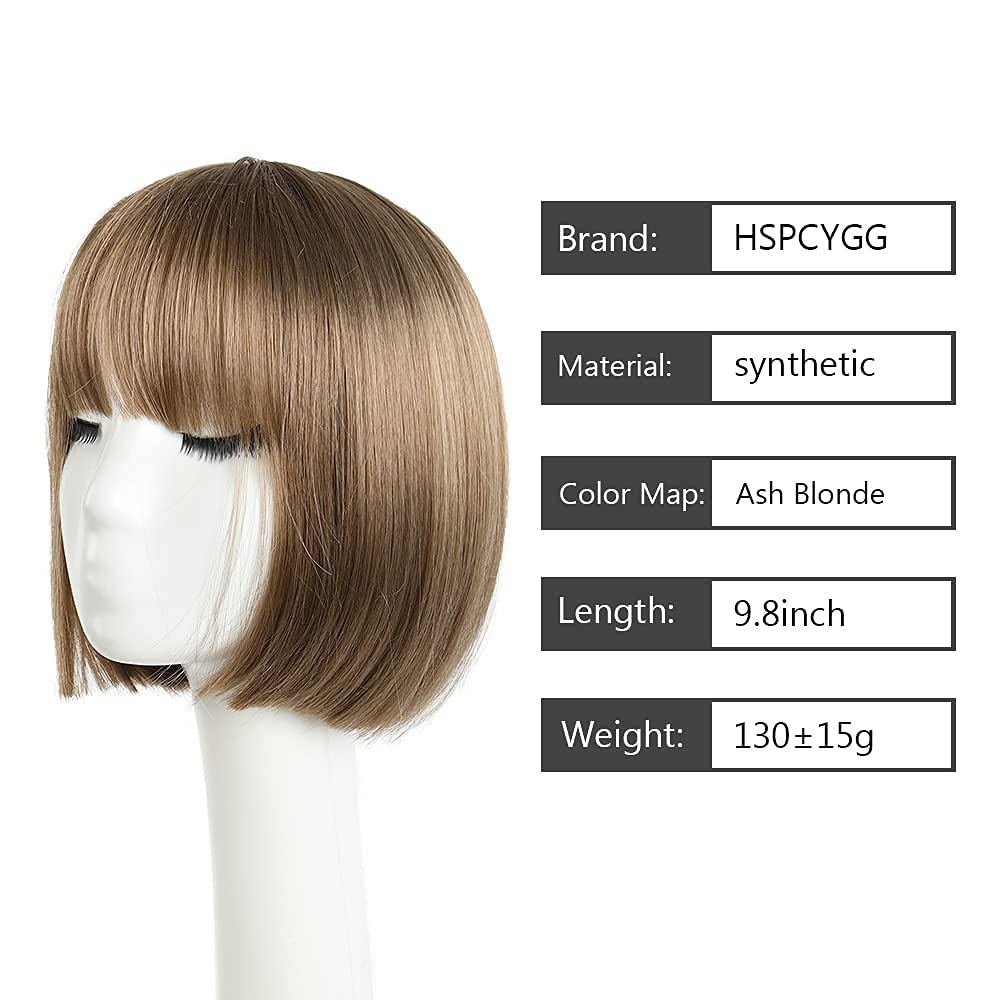 HSPCYGG Bob Wigs Short Daily Brown Wig with Bangs 10 Straight Synthetic Halloween Costume Cosplay Wigs for Women