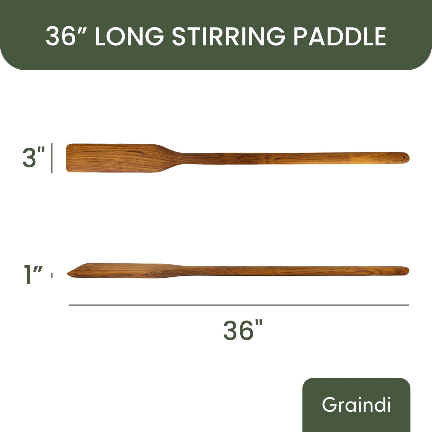 Crawfish & Seafood Boil Paddle (36" Extra Long, Teak Wood) | Wooden Stir Paddle for Cooking & Stirring Big Pot of Soup, Stew, Sauce, Cajun