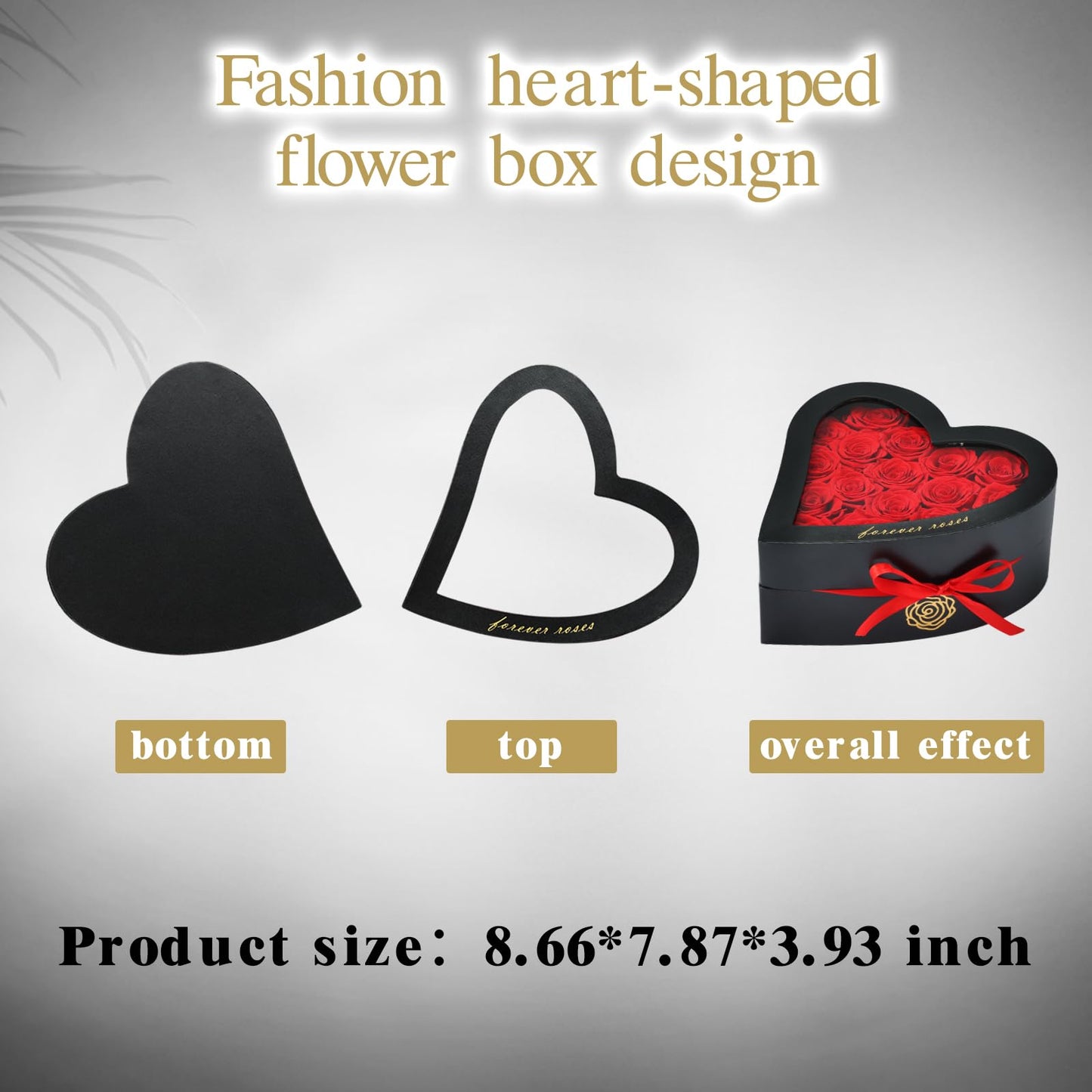 HERBMOTG 16 Forever Flowers in Heart Shaped Box - Preserved Roses Romantic Gifts for Her, Valentine’s Day, Anniversary, Wedding (Red)