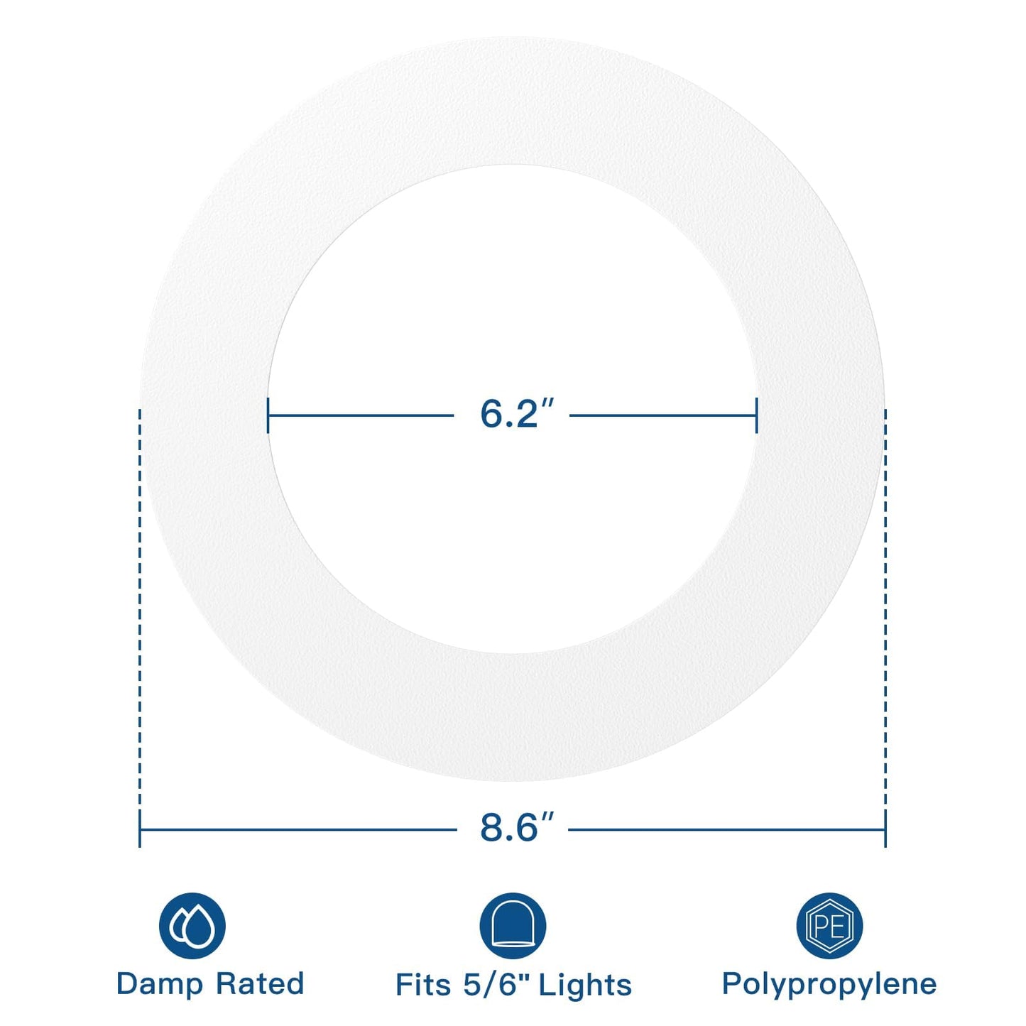 Amico 24 Pack Goof Rings for 6 Inch Recessed Lights, Can Light Trim Ring Cover, Outer Diameter 8.6-inch, Inner Diameter 6.2-inch, Durable Plastic Design, White
