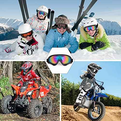 Motorcycle Goggles 2 Pack, Dirt Bike ATV Goggles Motocross Riding Racing Eyewear Off-Road MX Bike & Ski Goggles UV400 Anti-Fog Impact-Resistant Dustproof Goggle for Adult Youth Kids