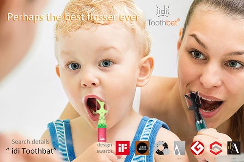 idi Toothbat - Wow Adult Floss Holder (Green/White/Black)-Patented Design Awards Winning Product, Easy, Comfort & Effective, Works Perfectly with Reach Waxed Nylon Floss (Green,White,Black)