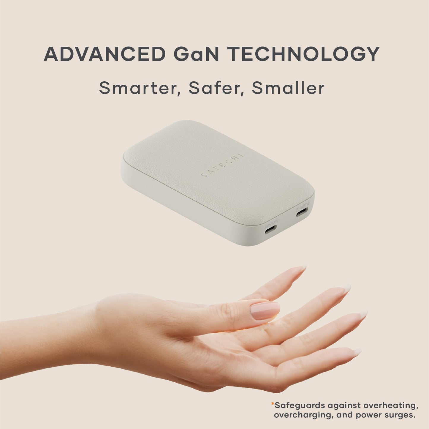 Satechi Onthego 67W Wall Charger, Gan Usb C Travel Charger With 2 Usb-C Pd Fast Charging Ports, For Macbook Pro/Air M4/M3, Ipad