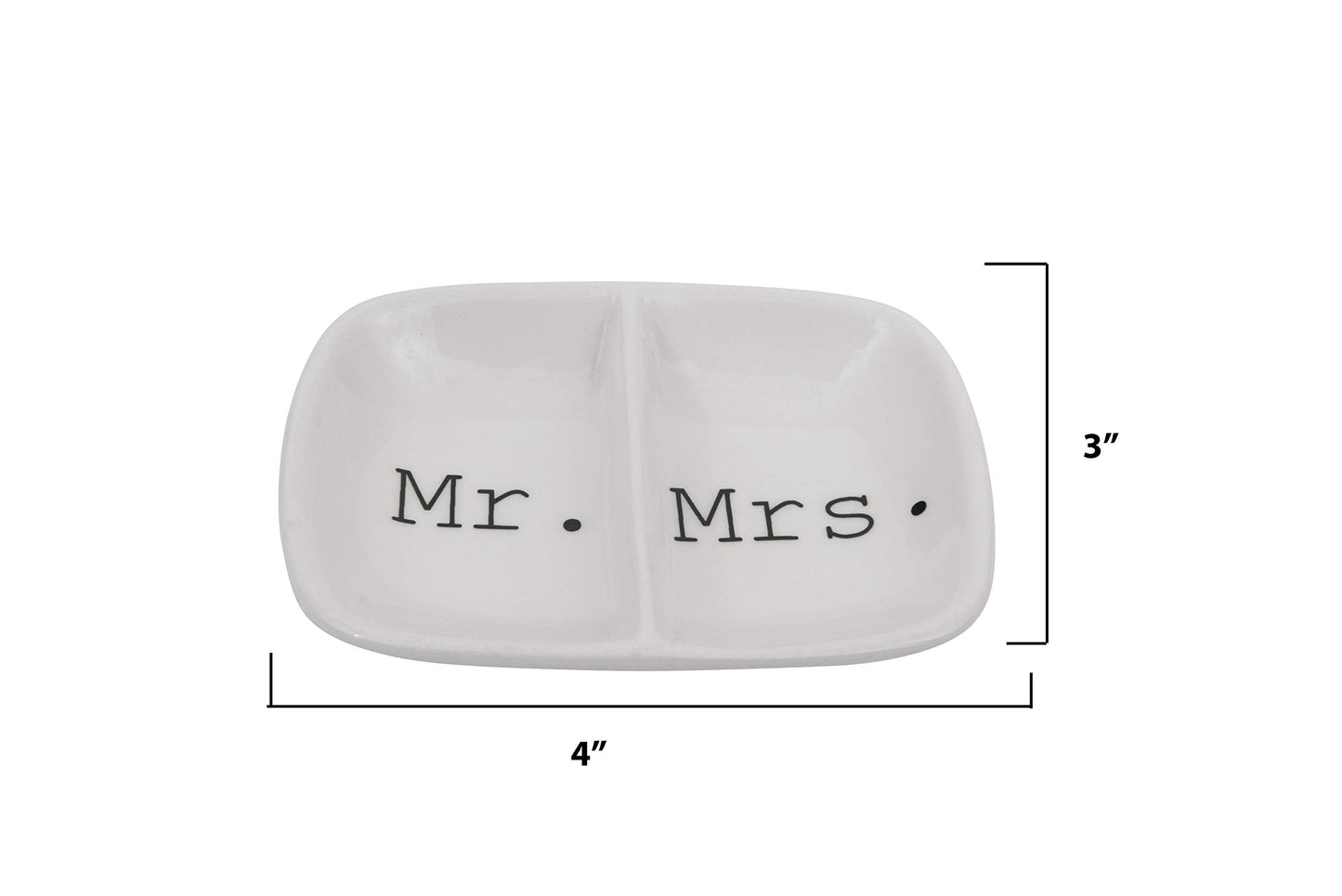 Creative Co-Op Ceramic 2 Section Mr. & Mrs. Dish