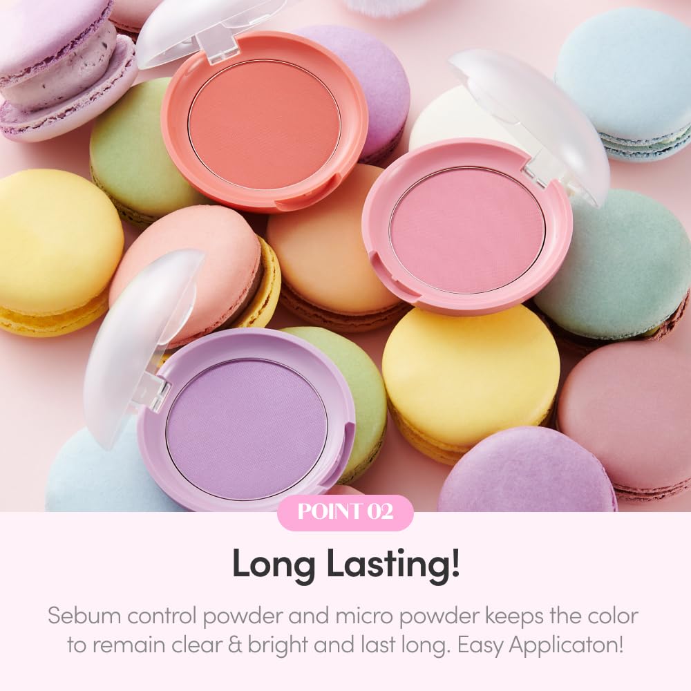 ETUDE Lovely Cookie Blusher - Lavender Lemon Macaron 4g | Glowing & Natural Powder Blush with Long-Lasting Sebum Control | Easy
