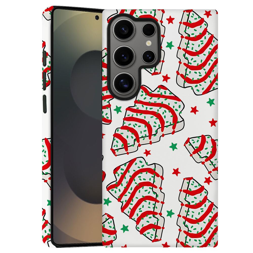 TnXee Case for Samsung Galaxy S25 Ultra,Merry Christmas Tree Red Phone Case Drop Resistant Frosted 2 in 1 Solid Dual-Layer Cover