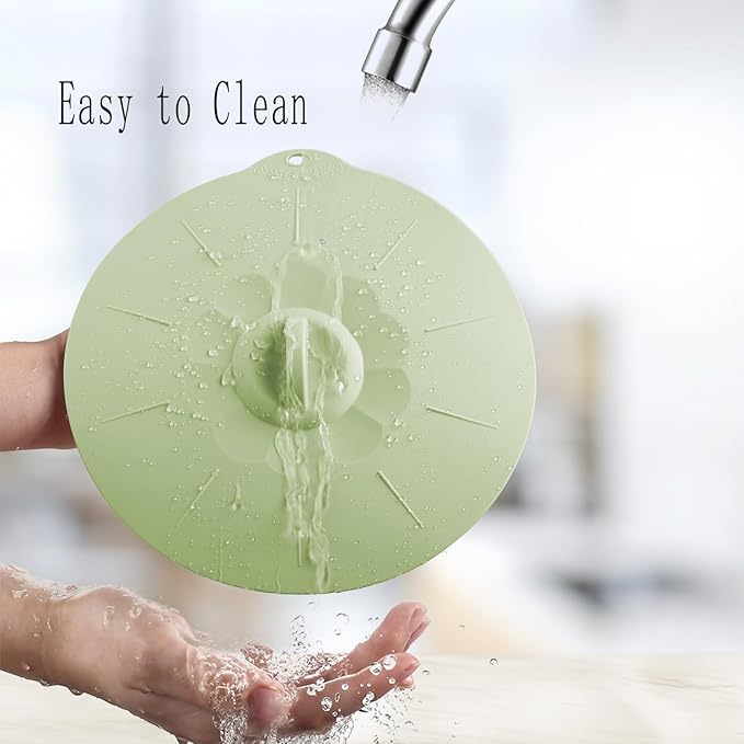 4 Pack 7.8" Silicone Lids for Cups Bowls Plates Pans, Microwave Splatter Cover, Kitchen Containers Lids Cover for Food Storage,Light Green Medium