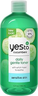 Yes To Cucumbers, Soothing + Calming Toner 12 Fl Oz, Sensitive Skin, Balance Tone, Hydrate, Nourish & Calm Skin Witch Haze...