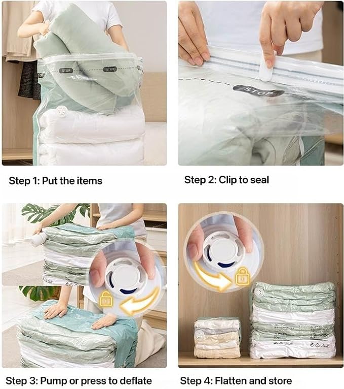 NeatNest 6 Pack Medium Cube Vacuum Storage Bags – Box-Shaped Space Saver Bags for Clothes, Pillows, Bedding, Dual Compression (Vacuum or Hand Press), Durable PE+PA Material