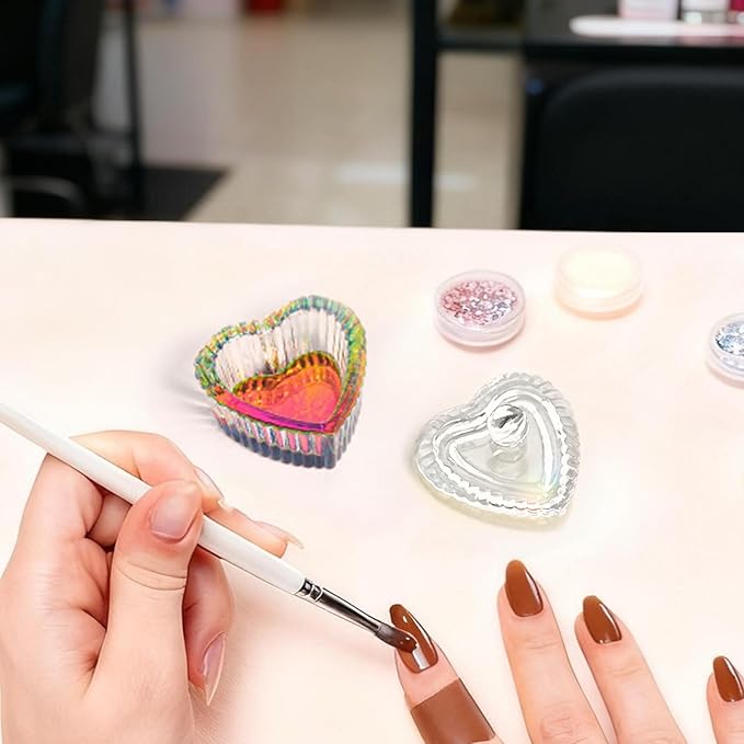 AORAEM 2PCS Nails Tips Art Dappen Dish with Lid Acrylic Liquid Powder Dappen Monomer Dish Glass Crystal Cup Glassware Tools for Professional Use and Home Use