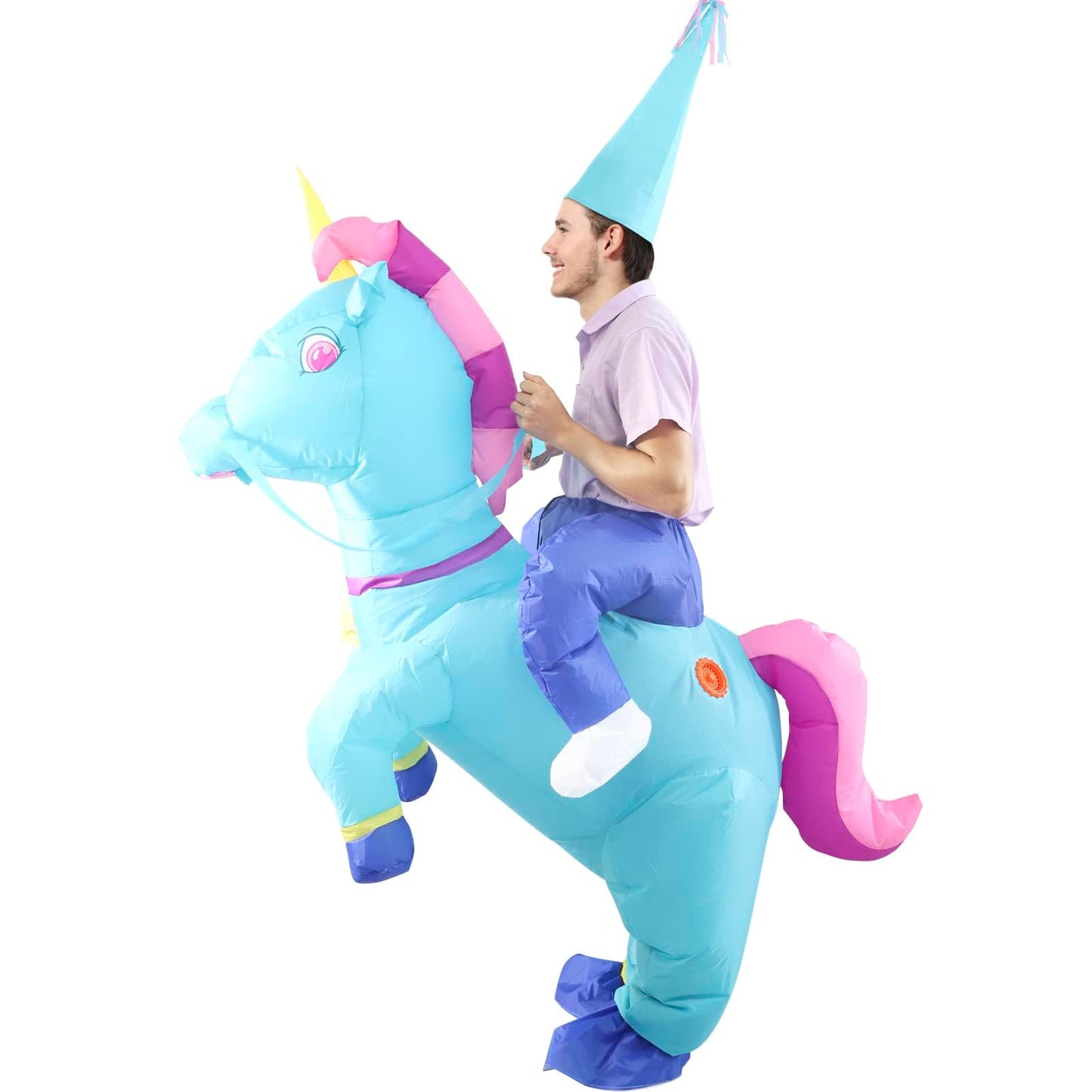 HZGDEJTG Riding Unicorn Inflatable Suit Blue Adult Style, Best Decoration for Party, Gathering, Holiday Celebration, Halloween and other festivals