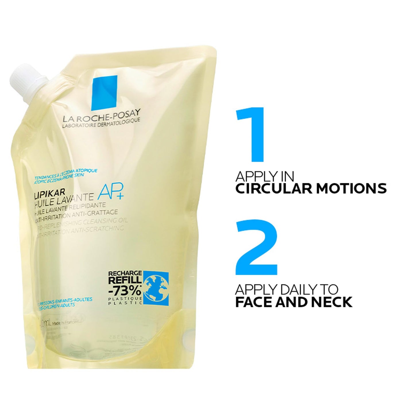 La Roche-Posay Lipikar AP+ Gentle Foaming Cleansing Oil, Gentle Oil Cleanser for Face and Body Formulated with Niacinamide, Long
