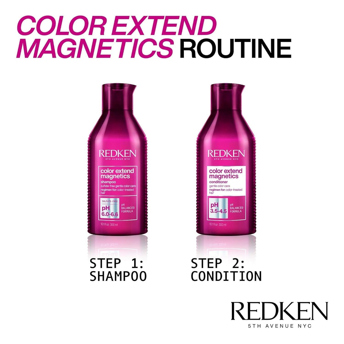 Redken Color Extend Magnetics Shampoo For Color-Treated Hair - Gently Cleanses & Protects Color, With Amino Acid, Sulfate-Free S