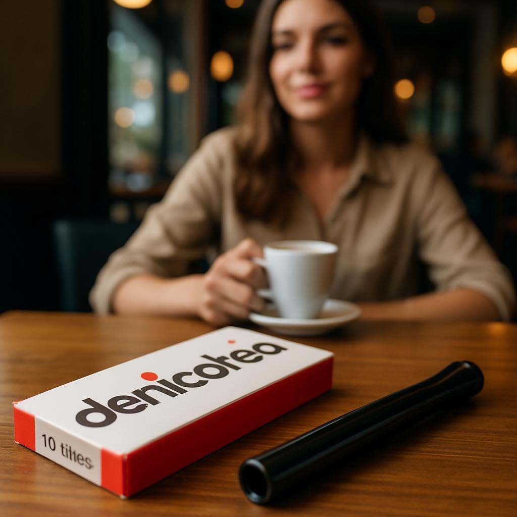 Denicotea Black Cigarette Holder with 10 Extra Filters - Standard 90mm Length