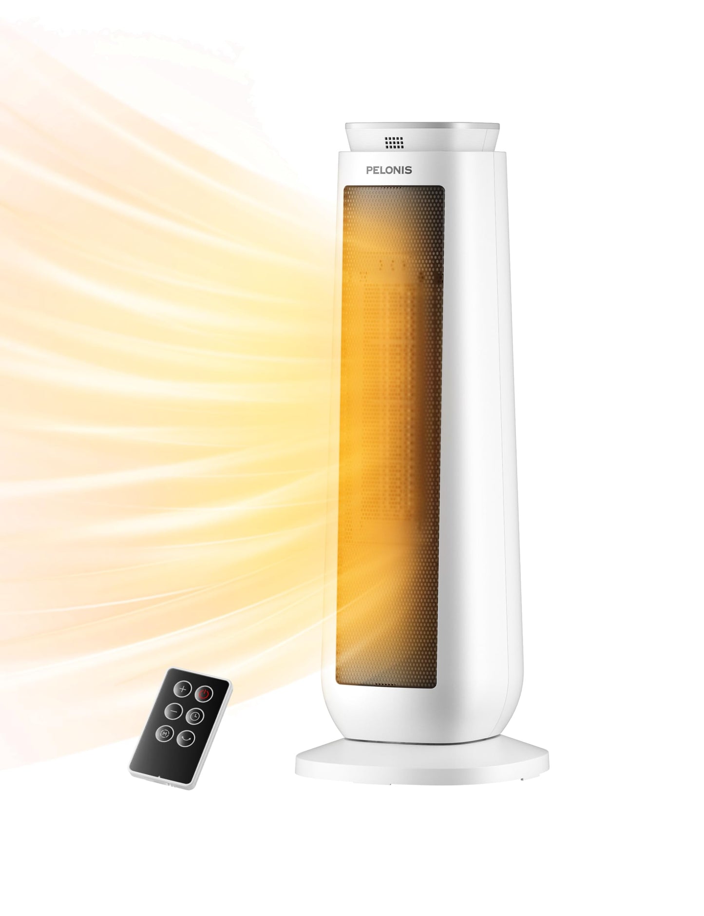 PELONIS 23 Oscillating Ceramic Tower Space Heater with Remote & Thermostat, Electric Energy Efficient Floor Heater for Indoor