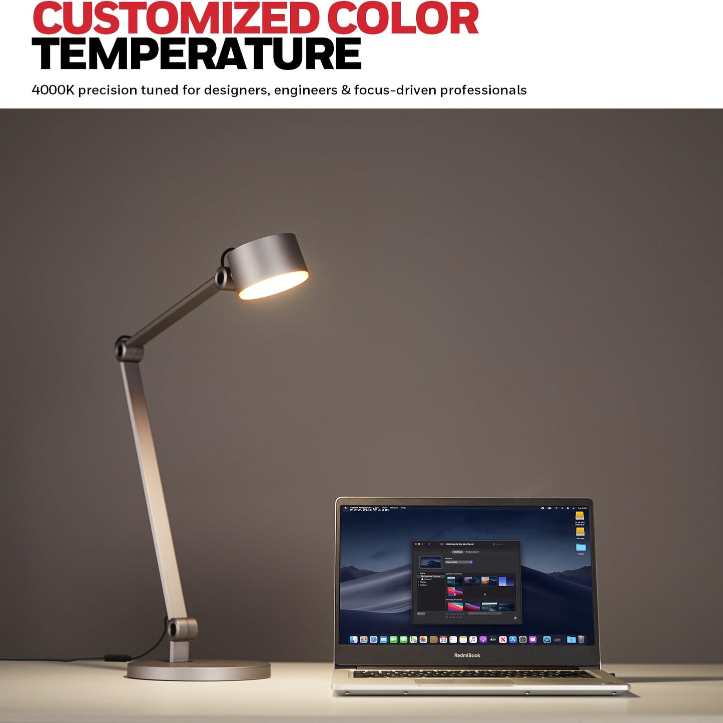 HONEYWELL LED Desk Lamp, 01A Sunturalux Desk Light for Home Office, 4000K Dimmable Eye Caring Natural Light Architect Lamp with Metal Swing Arm Lamp for Desk Craft Reading