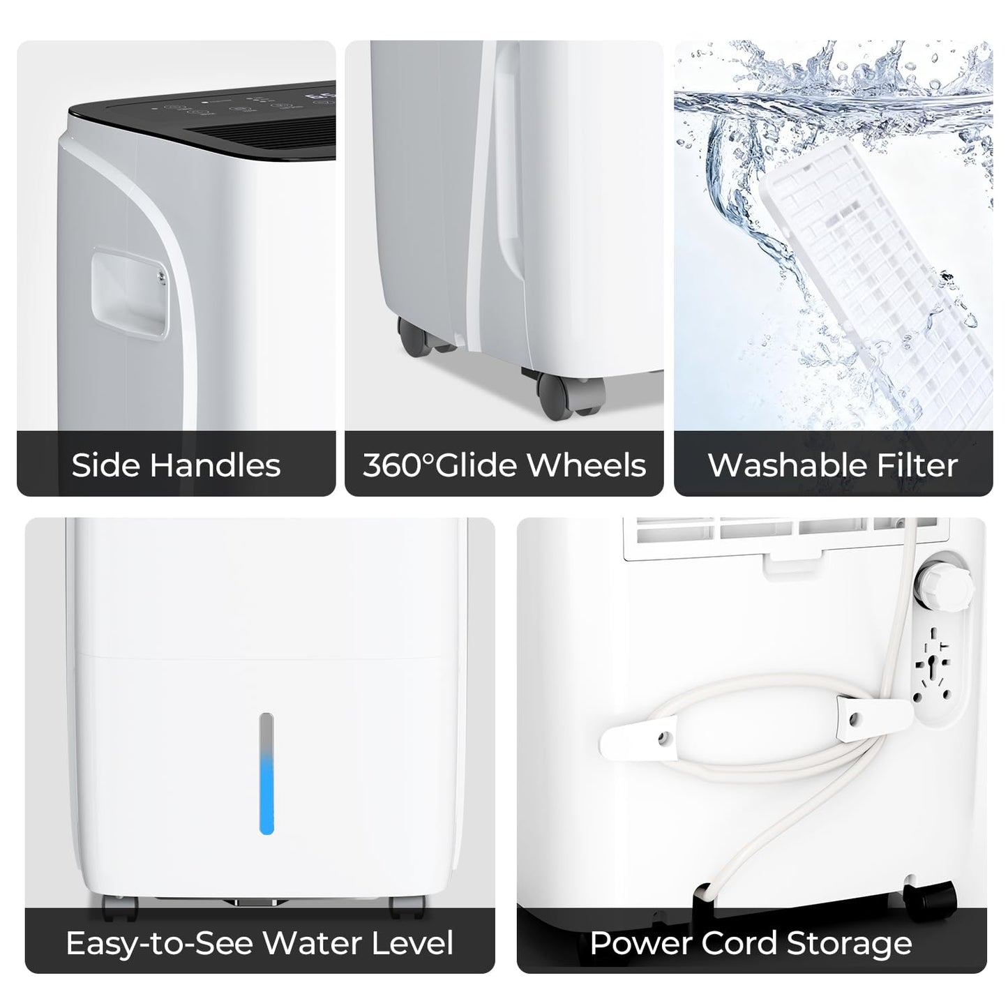Electactic Max 120 Pint Dehumidifiers for Medium/Large Rooms, Bedrooms & Bathrooms & Basement, Custom Humidity Control, 43dB Quiet, 3 Modes, Home Dehumidifier with Drain Hose & 1.06 Gal Water Tank