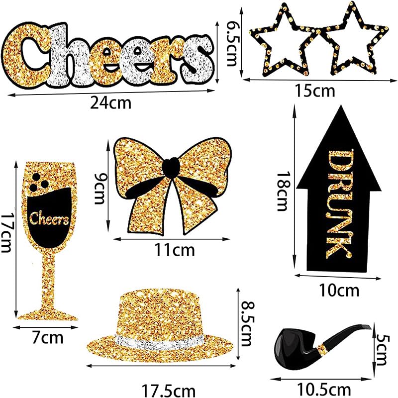 30 Pieces Black Golden Photo Booth Props for Birthday Wedding New Year Party,Mix of Hats, Mask, Lipstick, Tie, Crowns and ...