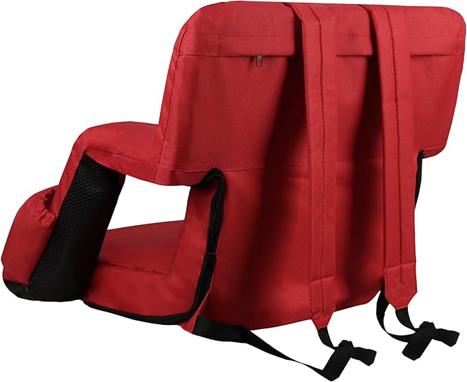 Anmiro Stadium Seats with Back Support Bleacher Chairs with Back and Extra Wide Cushion Thick Padded Bleacher Portable Reclining Seats for Football, Baseball and Basketball (Red, Medium)