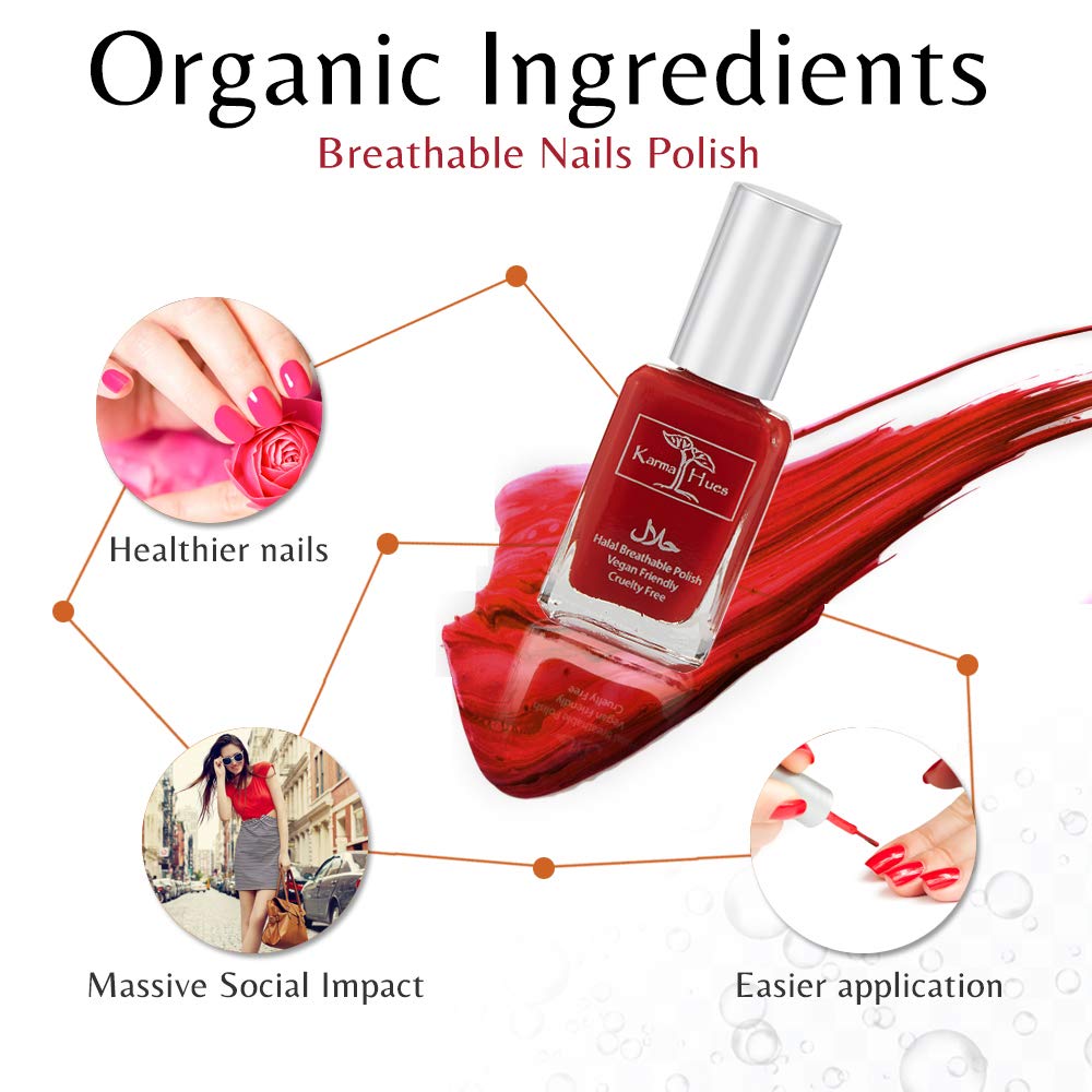 Karma Naturals Certified Halal Nail Polish - Breathable & Water Permeable, Wudu Friendly (Shakira)