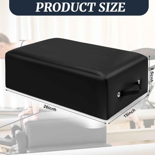 Beeveer Pilates Sitting Box 26 x 15 x 9.5 Inch Pilates Reformer Box Accessories for Women Stamina Strength Balance Flexibility Home Gym Exercise Workout Equipment Supply for All Reformers(Black)