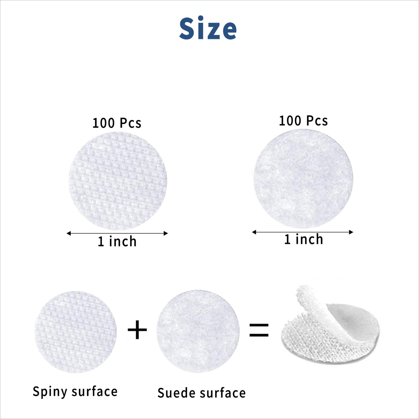 VBHHY Self Adhesive Dots, 200 Pcs(100 Pair Sets) 1 Inch Diameter Strong Self Adhesive Dots Nylon Sticky Back Specie Hook Loop Strips, Small Circle Dots Stickers Tapes, White