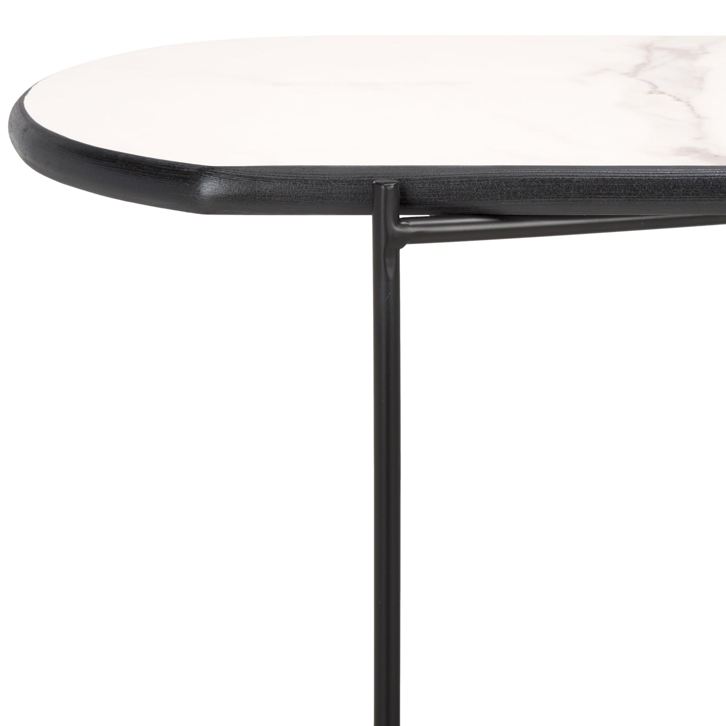 SAFAVIEH Home Collection Marlee White Faux Marble/Black Lower Shelf Oval Top Console Table for Living Room Foyer Bedroom Hallway Entryway Office