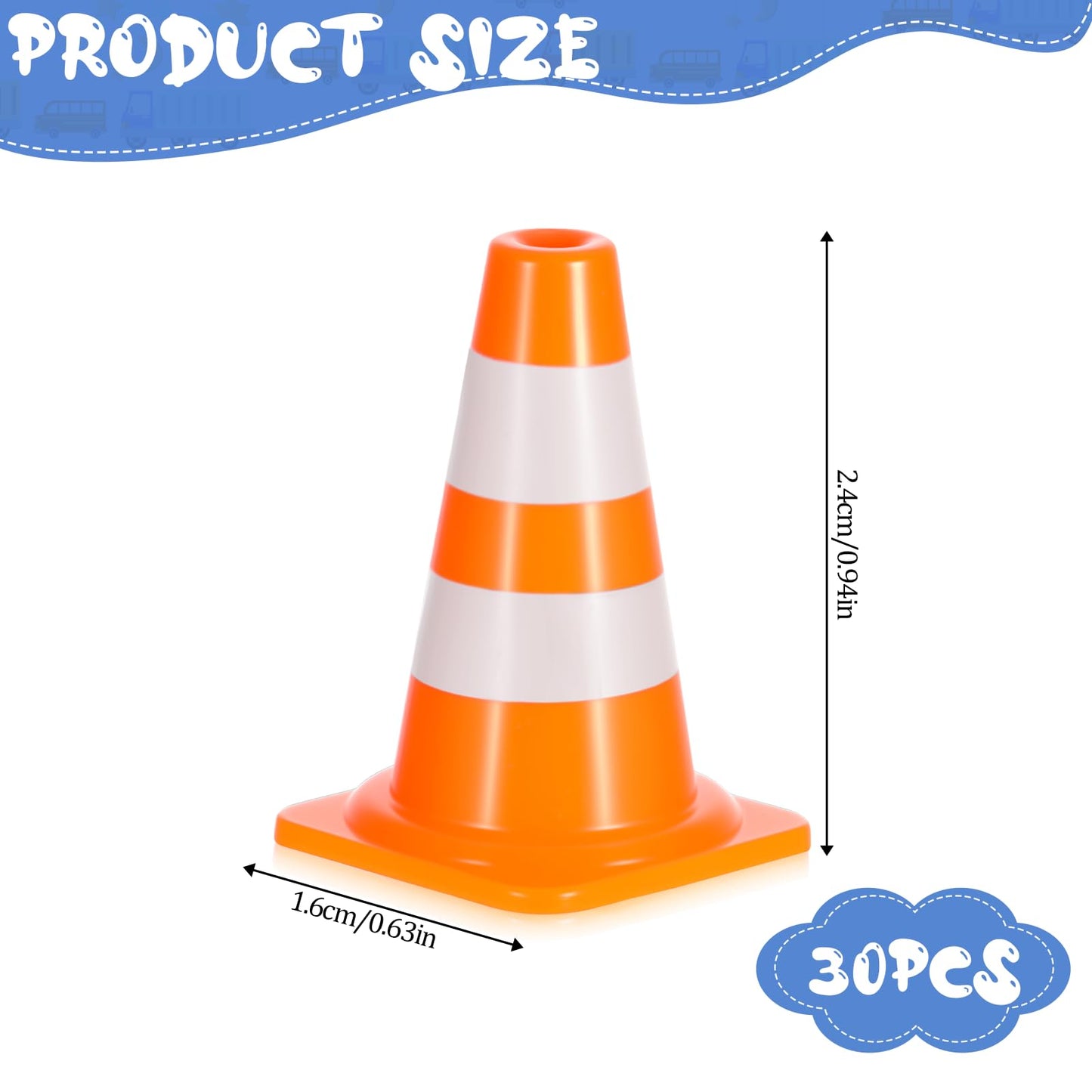 30 PCS Mini Traffic Cones, 1" Mini Orange Cones Roadblock Signs, Small Construction Cone Orange Traffic Caution Signs for Sports Training Micro Landscape Sand Table